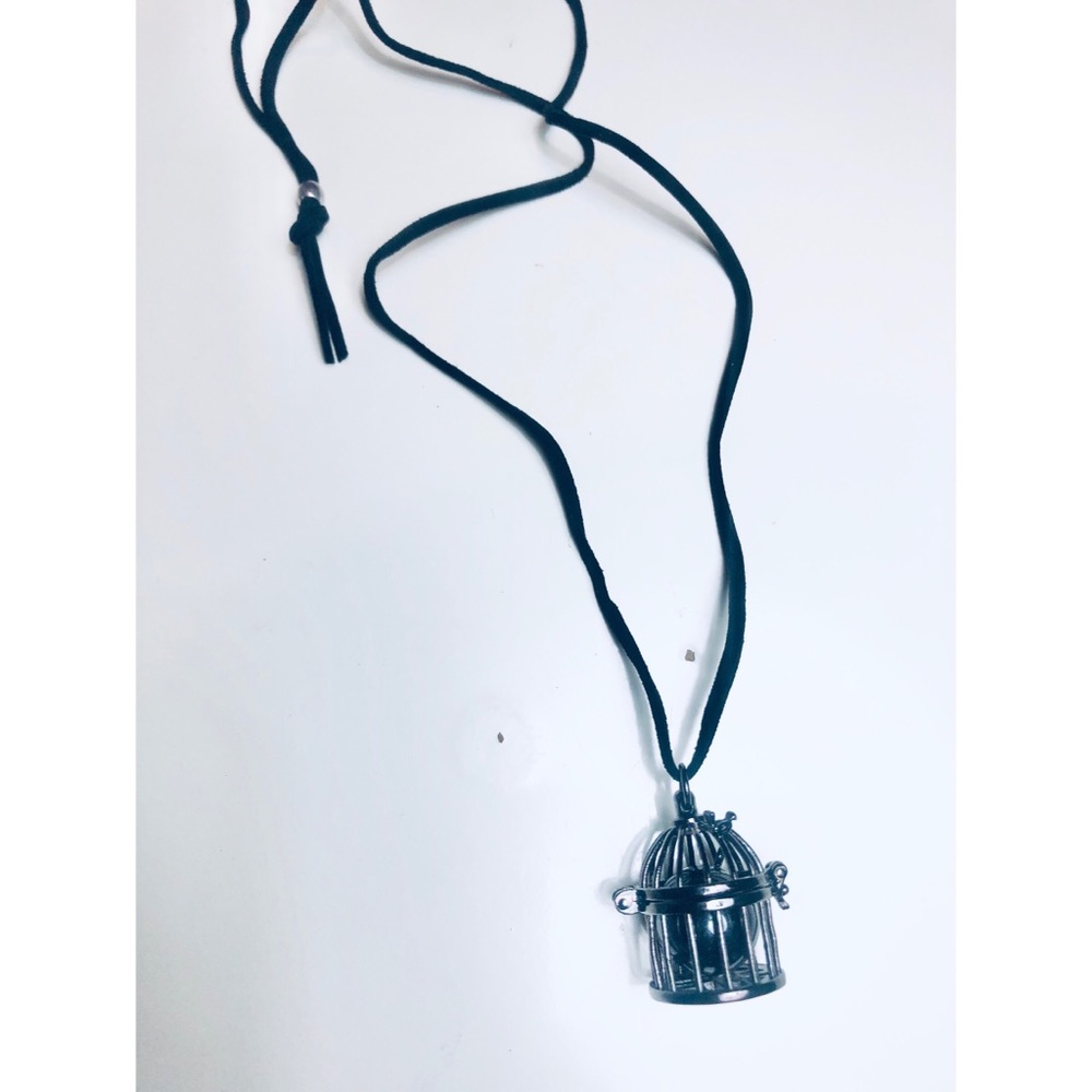 Metal Bird Cage Locket Charm Necklace
